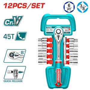 Трещотка с головками Total THT381121, 3/8", 8-19, 12шт