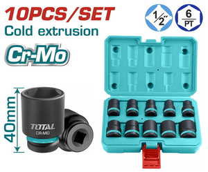 Набор торцевых головок Total THISTD12101 Industrial, 1/2" 10шт. ударные
