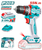 Дрель акк. Total TDLI205582 Industrial, P20S, 55Нм, BL, 1*2.0Ач