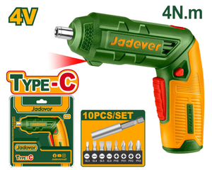 Отвертка акк. Jadever JDCV4415, 4В, кейс, биты 8шт