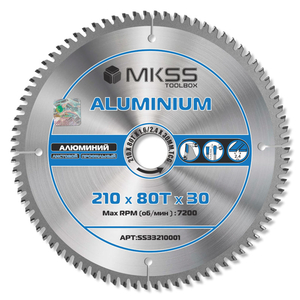 Диск пильный MKSS Aluminium, 210*30*80T, алюминий
