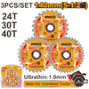 Диск пильный Ingco TSB4003 Industrial, 140*20*24T/30T/40T, дерево, д/акк, 3шт