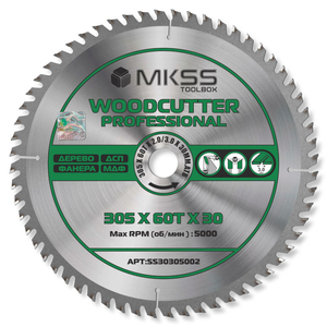 Диск пильный MKSS Woodcutter Prof 305*30*60T, дерево