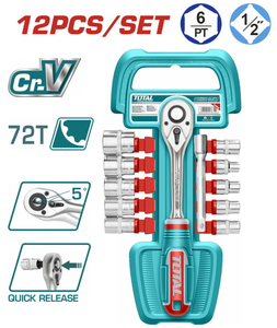 Трещотка с головками Total THT141121, 1/2", 10-24, 10шт