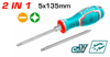 Отвертка Total THT250226, SL5+PH1, 135мм, Cr-v